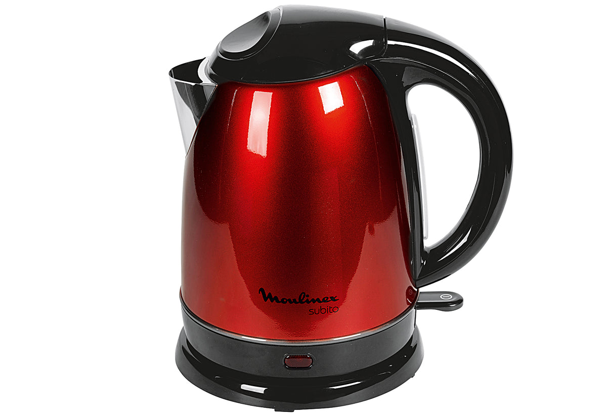 MOULINEX Wasserkocher BY 5305 kabelos 1,7 l 2400 Watt metallic-rot/schwarz 