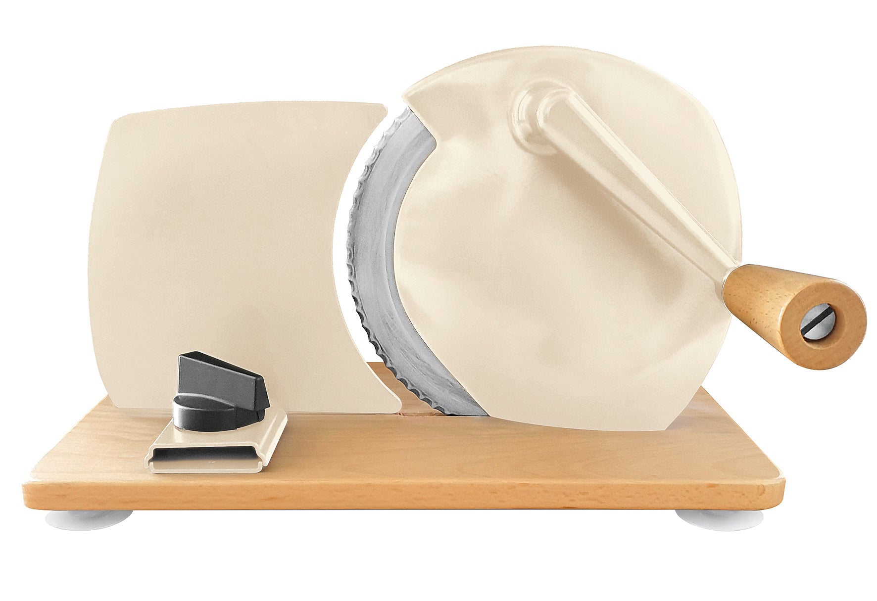 JUPITER Hand-Allesschneider mit Holzplatte creme
