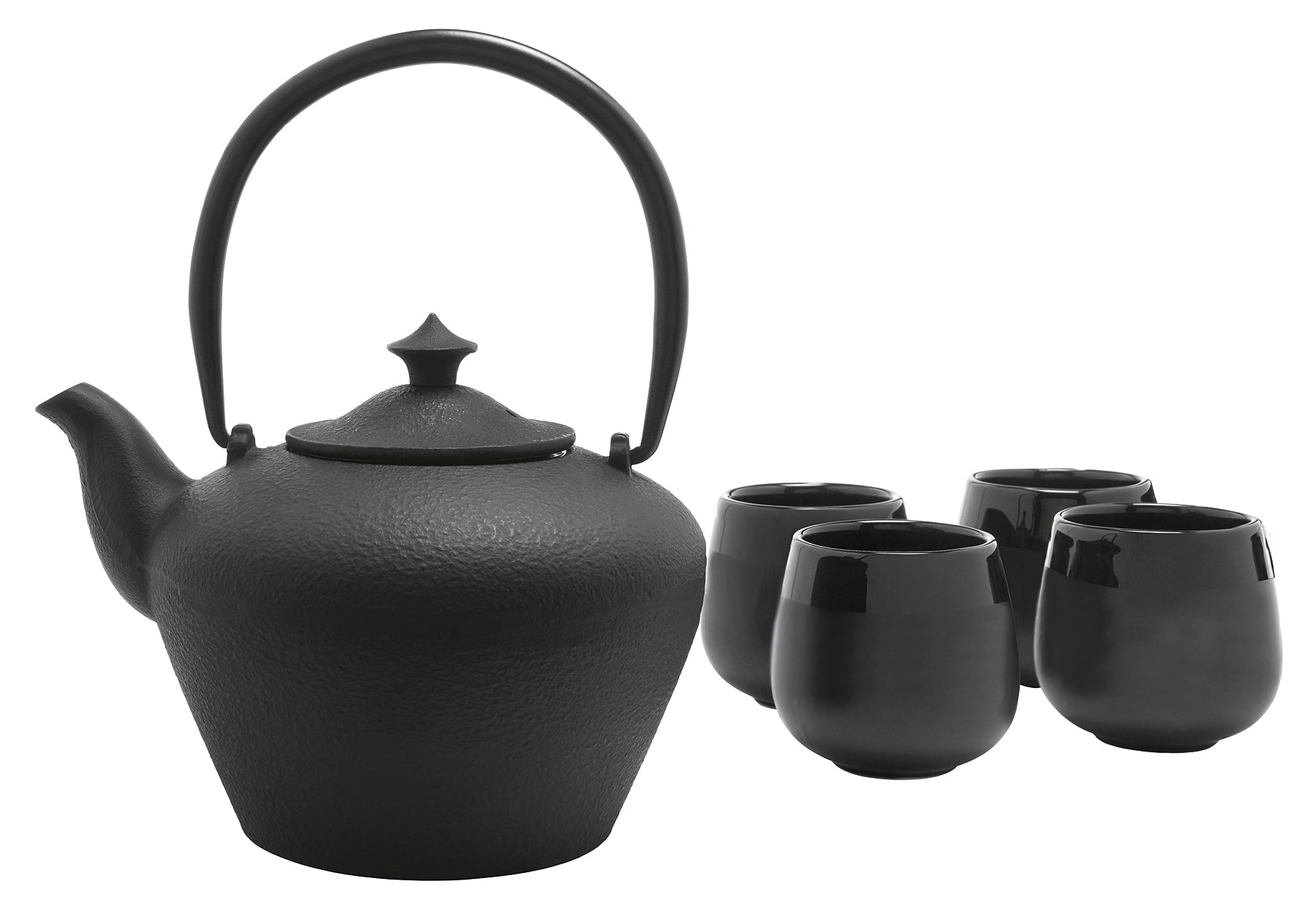 BREDEMEIJER Teekanne mit 4 Teebechern Geschenkset Chengdu 5teilig schwarz