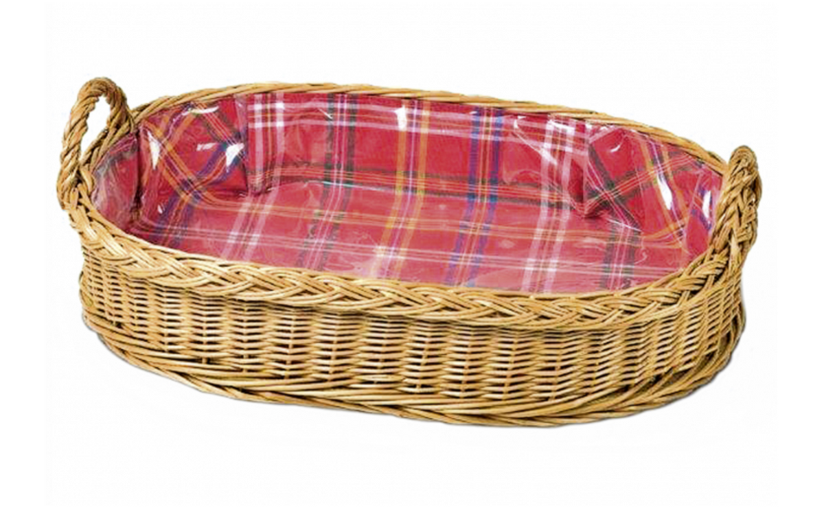 ADAM SCHMIDT Tablett oval Vollweide Stoff/Folie zwei Griffe 51x35x16cm