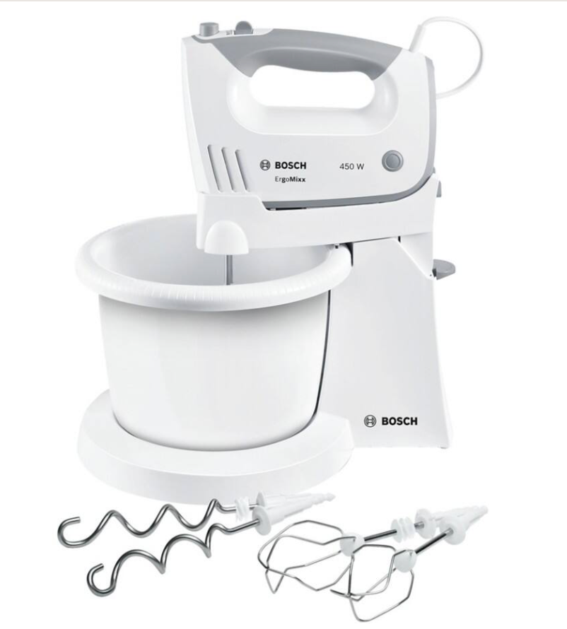 BOSCH Handmixer MFQ36460 Set mit Rührschüssel 450Watt weiß/grau